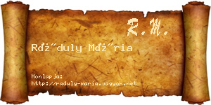 Ráduly Mária névjegykártya
