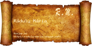 Ráduly Mária névjegykártya